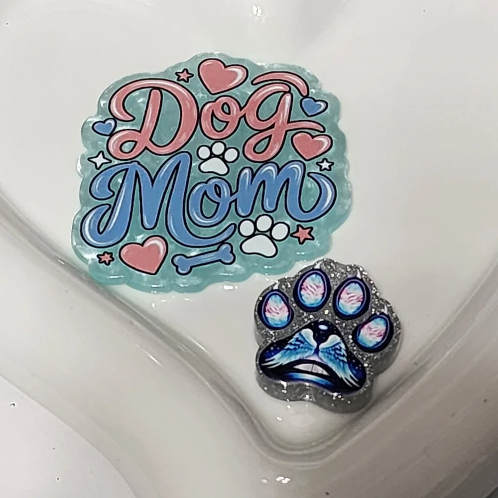 Dig Mom Flatback Focal Bead Beaded Pen Badge Flats Planar  Acrylic Pawprint